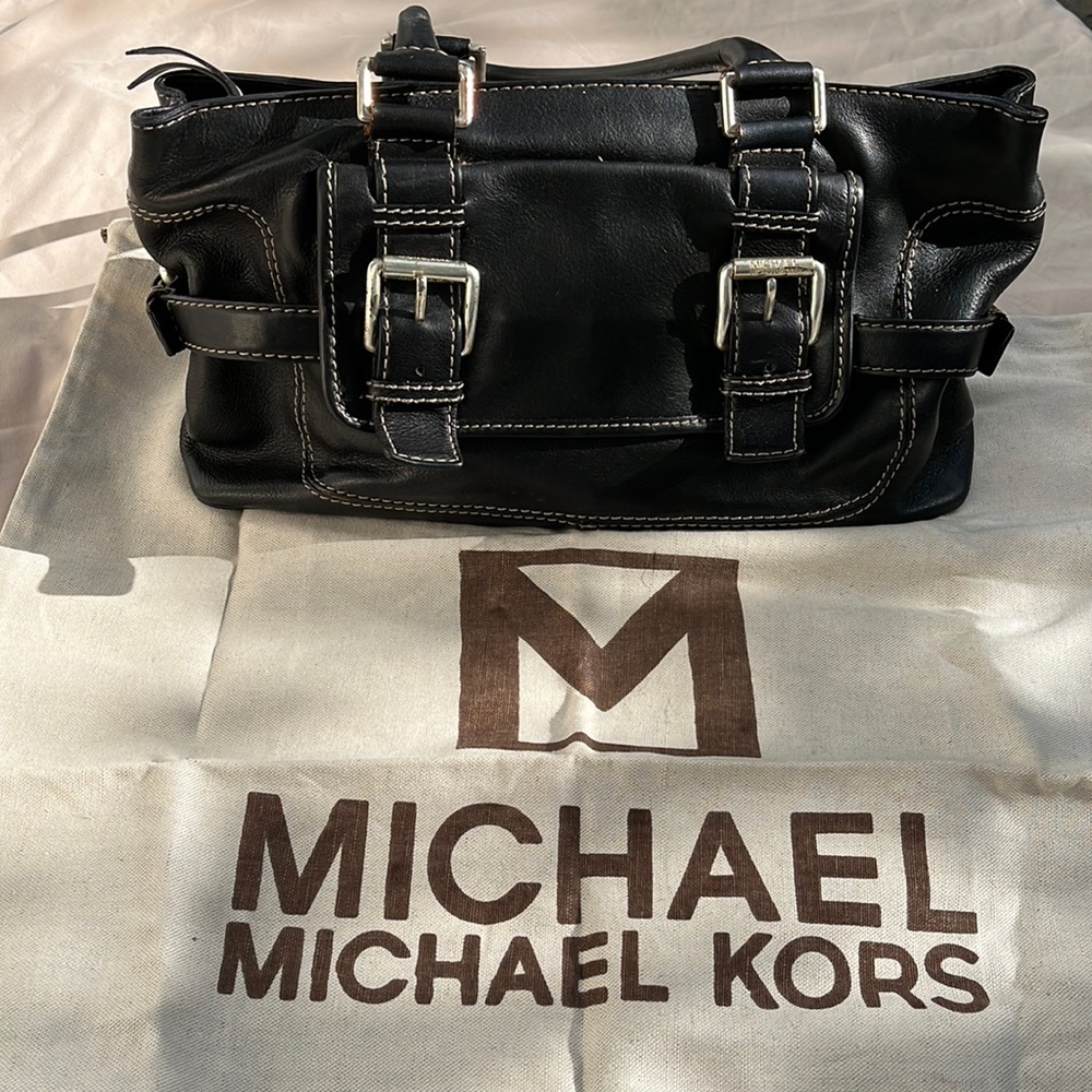 Michael Kors genuine leather black bag.